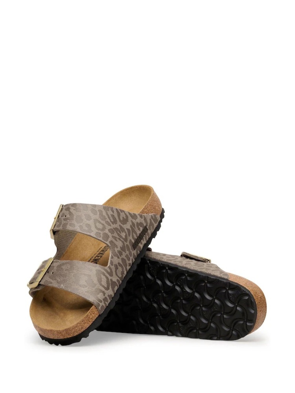 Birkenstock Arizona Two-Strap Sandal in Taupe Leopard Suede - Picture 2 of 5